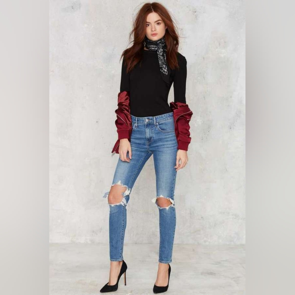 Levi's 721 Ripped High Waist Skinny Jeans Rugged Indigo - 27